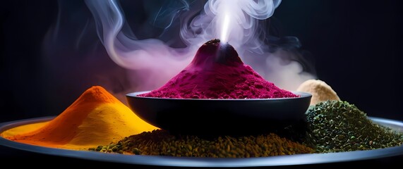 Artful arrangements of colorful spices inviting culinary curiosity and exploration