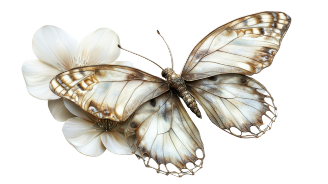 Butterfly on a flower transparent background