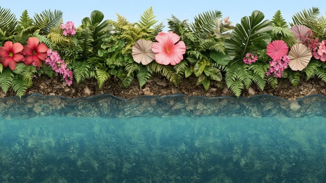 3D illustration depicting the role of transpiration in the water cycle, highlighting its importance for ecosystems.