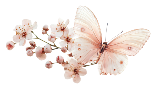 Butterfly on a flower transparent background