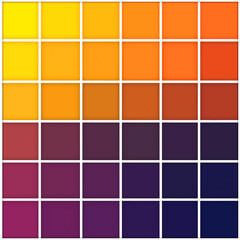 Illustrated square elegant multicolor palette, geometric pattern swatches colour grid textures background.