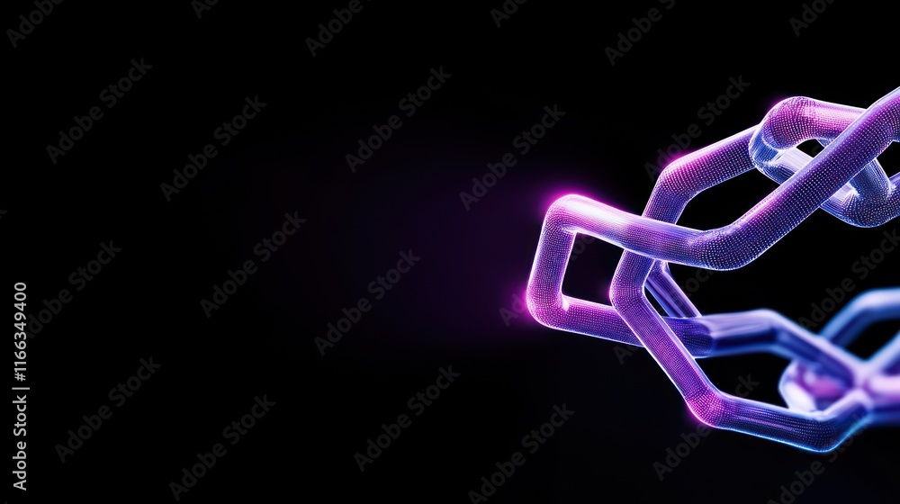 Poster abstract representation of a molecular structure with glowing effects.