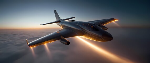 Aircraft soaring gracefully against stunning horizons kindling wanderlust