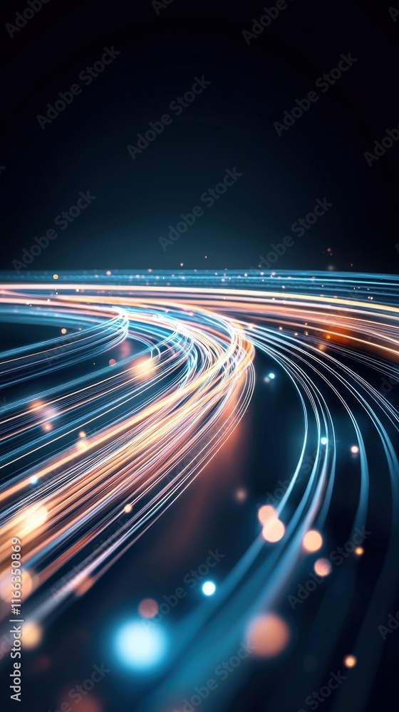 Poster dynamic light trails urban setting digital art nighttime environment abstract viewpoint motion conce