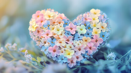 Obraz premium Cute Pastel Floral Heart Background
