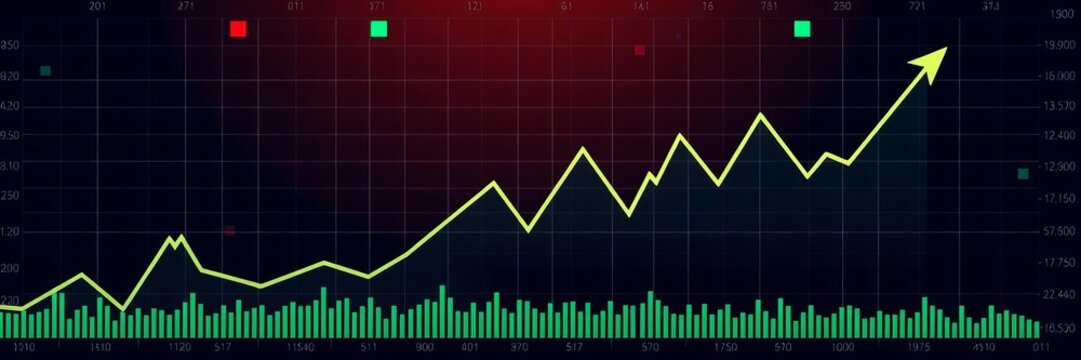 A stock market graph showing a fluctuating pattern of price increase and decrease, stock, increase
