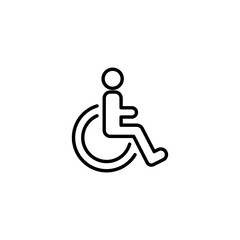 Disable, handicap line icon. Simple outline style. Symbol, chair, parking, wheel, access, person, pictogram, reserved, transport concept. Vector illustration isolated. SVG