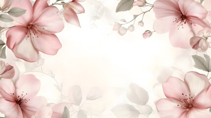 Delicate Pink Blossoms Frame A Soft White Background