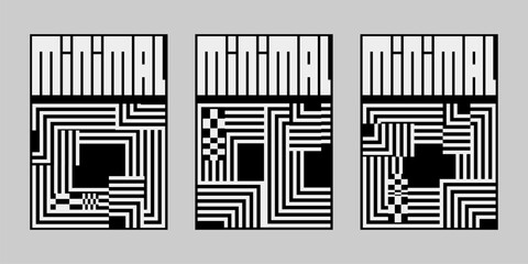 Minimal brutalism Poster Set, Cover Collection Template. Print Template for Flyer and Brochure. Event Template Vector. Streetwear Brutalism Poster Bundle. 