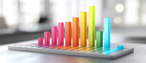 Obraz premium Rainbow Colored Bar Chart on Top of a Table