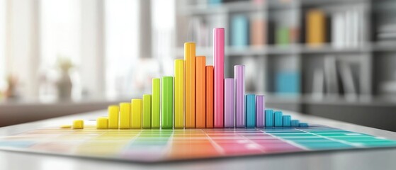 Rainbow Colored Bar Chart on Top of a Table