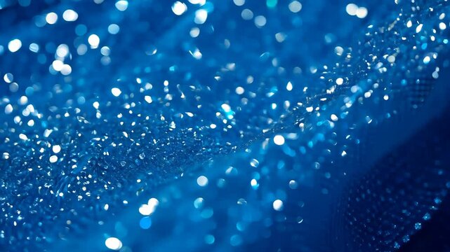 Radiant Blue Textile with Silver Sequins: Shimmering Detail and Luminous Texture
