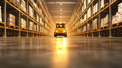 Automated guided vehicles efficiently maneuvering through storage aisles, enhancing logistics and operational efficiency in warehousing environments