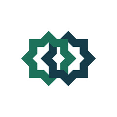Logo islamic motif green with blank background