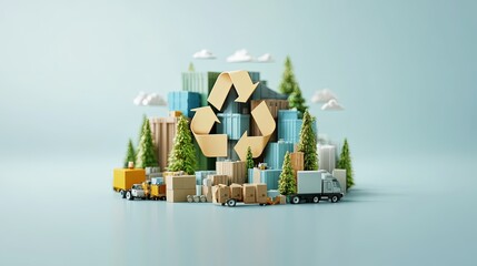Circular supply chain model, innovative sustainable warehousing, integrated recycling loops, promoting eco-friendly practices, enhancing resource efficiency