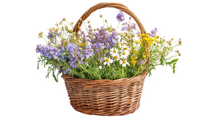 Flowers in a basket transparent background