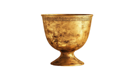 Golden chalice with intricate design details. transparent background