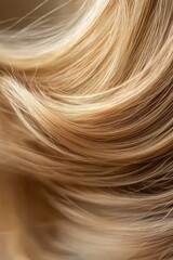 Naklejka premium Close-up of flowing, wavy blonde hair showcasing texture and color.