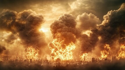 Fototapeta premium Fossil Fuel Combustion Dynamics, Engaging visualization of high-energy heat release and environmental impact, immersive experience with vivid detail