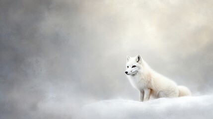 Obraz premium Arctic fox navigating the frozen tundra, vibrant snow-covered landscape, showcasing resilience in a harsh environment