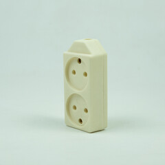 Double electrical socket on a white isolated background