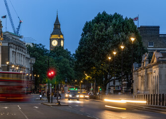 Fototapeta premium London Street with Traffic Light Trails at Night