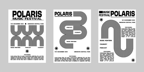 Abstract brutalism Poster Set, Cover Collection Template. Print Template for Flyer and Brochure. Streetwear Brutalism Poster Bundle. Event Template Vector.