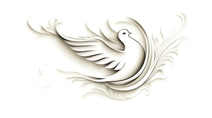 Obraz premium Elegant Dove Design With Floral Swirls