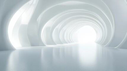 Fototapeta premium Abstract white tunnel with light at the end. (4)