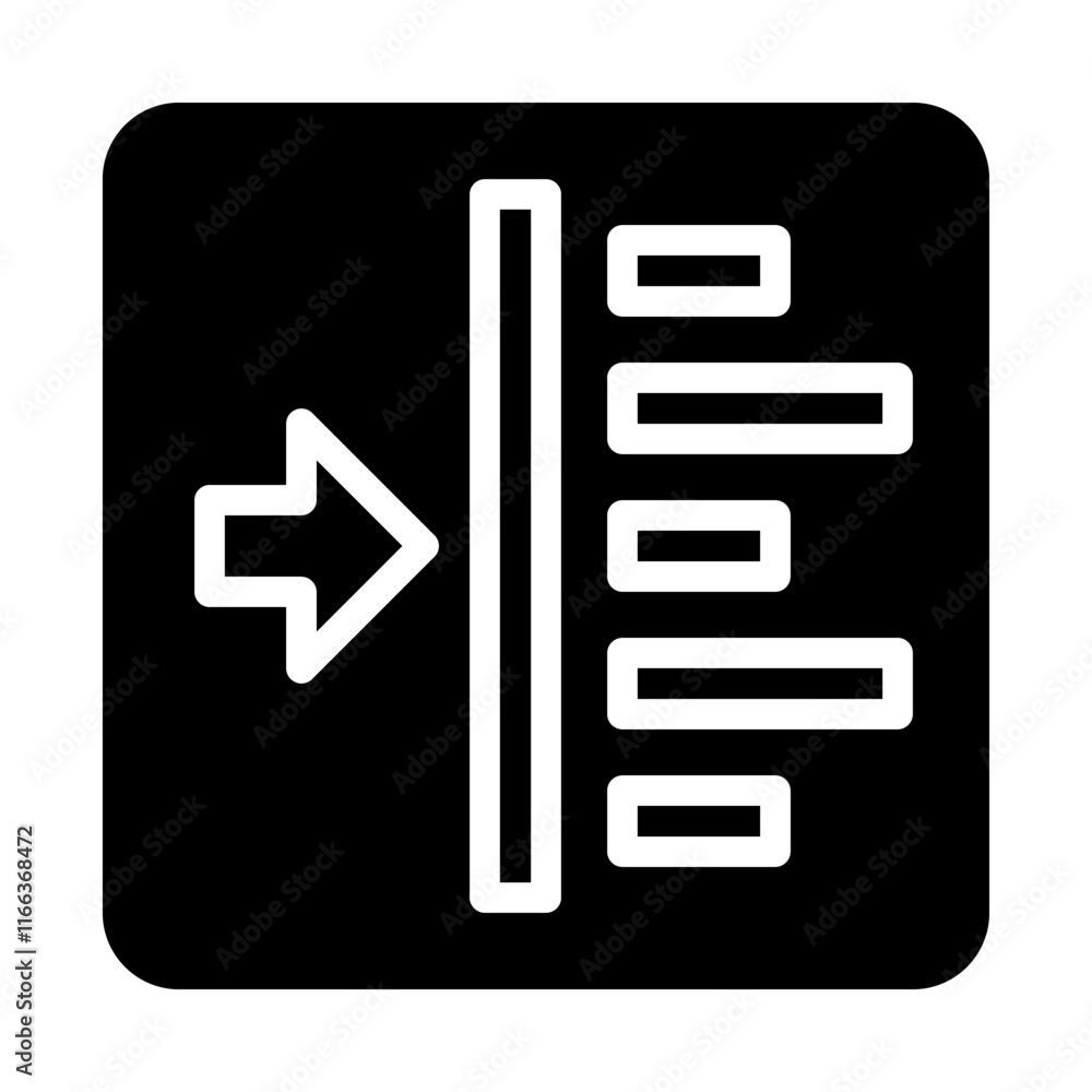 Poster left alignment icon. concept of text formatting, editing, and writing.