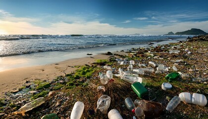 海岸に打ち上げられたゴミ（Garbage washed up on the shore）
