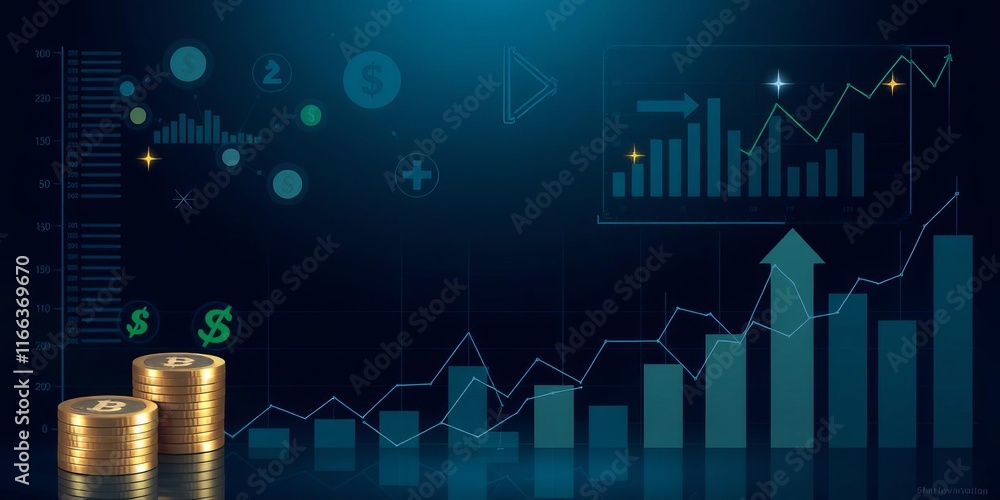 Poster abstract background featuring a colorful graph chart to represent the finance and business concepts,