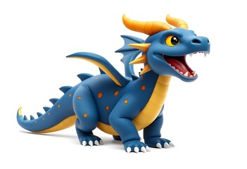 Fototapeta premium Adorable Cartoon Dragon Posing Against a White Background. Generative AI