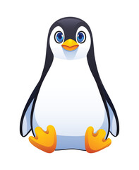 Cute penguin sitting. Vector cartoon character illustration