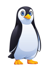 Cute penguin cartoon character. Vector illustration isolated on white background