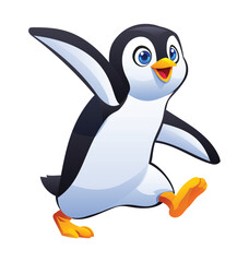 Playful penguin with joyful expression. Vector cartoon character illustration
