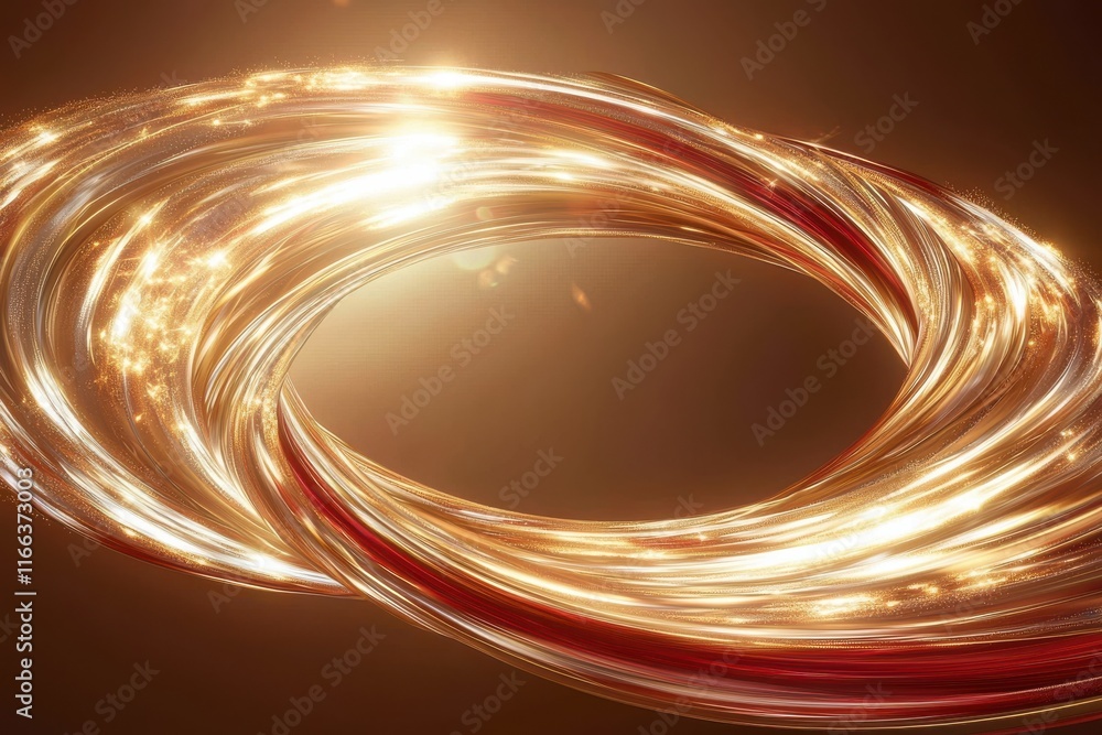 Poster dynamic flow of golden and red waves abstract concept visual art digital environment energetic persp