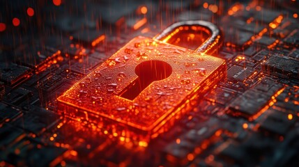 Digital lock symbolizing cybersecurity and protection.