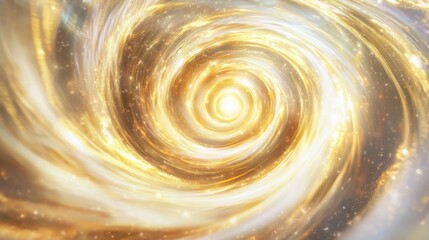 Golden mist spiraling upward cosmic glow digital art ethereal environment wide angle spiritual concept