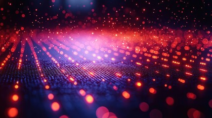 Obraz premium Abstract digital landscape with glowing particles.