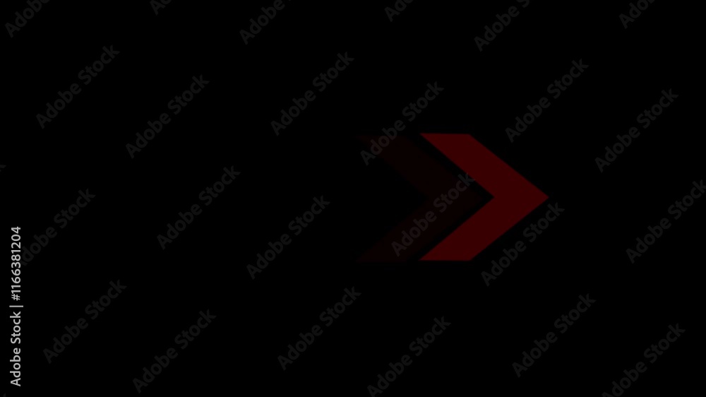 Poster arrow loop animation video direction concept. colorful arrow icon concept on black background. red a