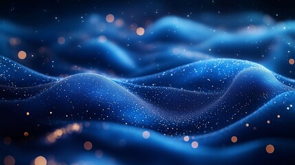 Shimmering midnight-blue waves with soft golden highlights and subtle textures for elegant abstract design concepts.