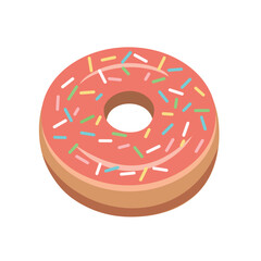 Strawberry donuts flavor. Sweet donut. Donuts shop. Bakery shop. Dessert food. 