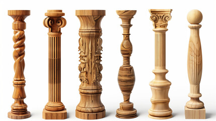 Elegant Wooden Columns Collection - Intricately Carved Architectural Pillars for Interior Design and Home Decor Inspiration