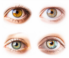 Illustrated Collection of Diverse Human Eyes in Various Colors and Styles for Design Projects and Studies
