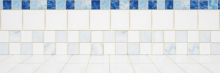 Abstract white and blue ceramic tiles background, tiles, wall