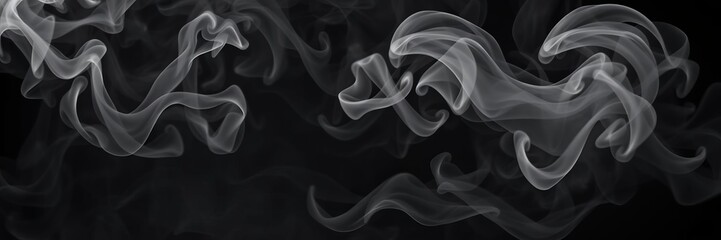 Obraz premium Abstract smoke swirls on a dark black background, thick, ethereal
