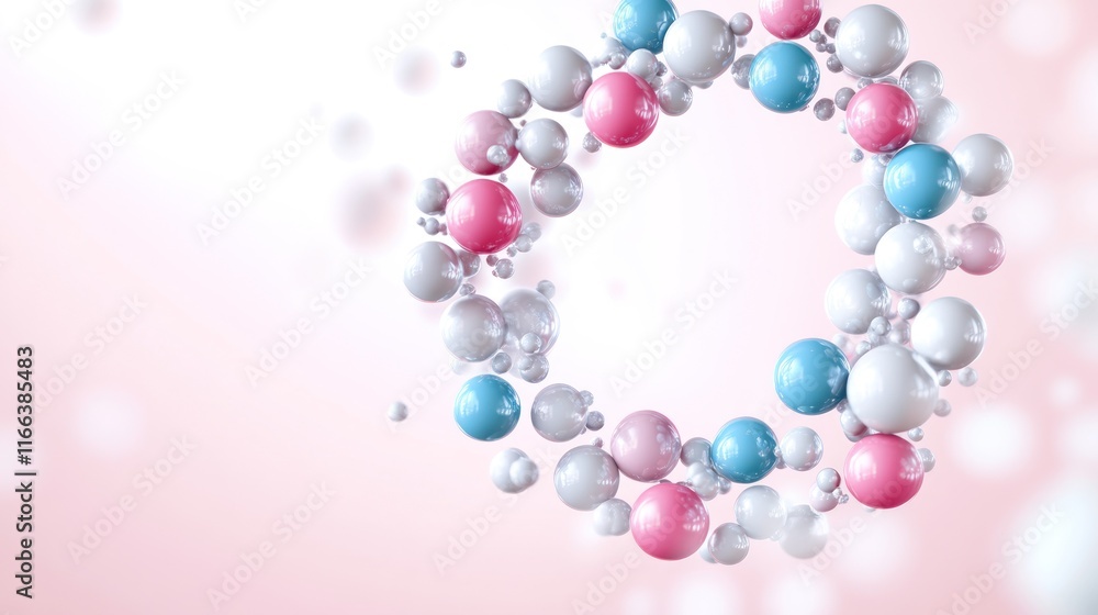 Poster colorful molecular structure on a soft gradient background.
