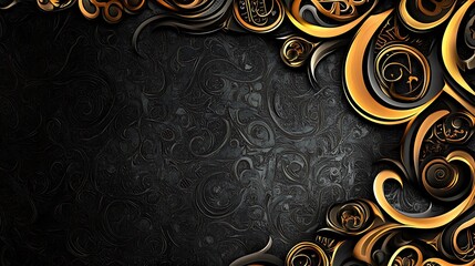 Abstract Gold And Black Swirling Design Background