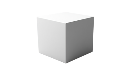 A simple, clean, white cube isolated on a black background.  Perfect for minimalist designs on a transparency.